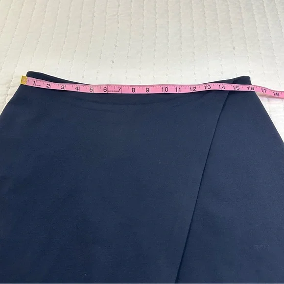 Scoop Chic Women's Dark Blue Fold Over Ponte Mini Skirt - Picture 4 of 10